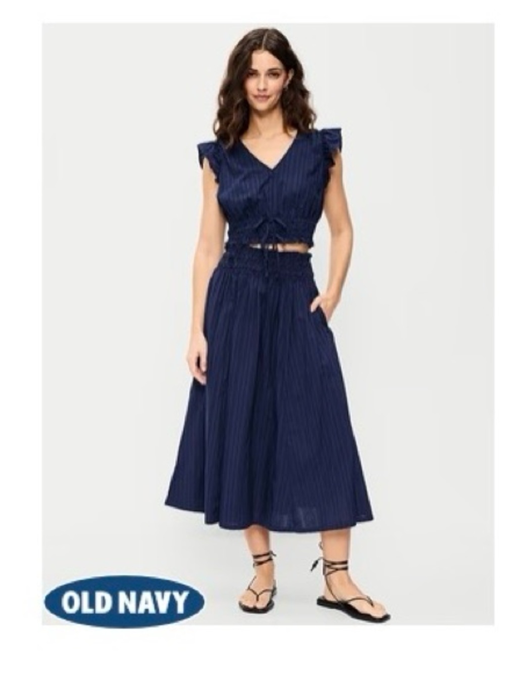 Old Navy Navy Pleated Midi Skirt Set - Deep Blue